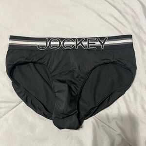 Jockey Men's Black Briefs with Gray Stripe